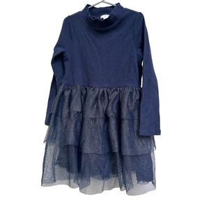 Crewcuts Mixy Dress With Tiered Sparkly Tulle Skirt Navy size 5